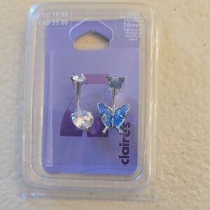 Claire's Silver and Blue Butterfly Navel Ring